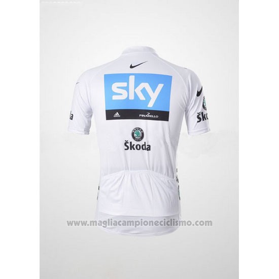 2011 Abbigliamento Ciclismo Sky Lider Bianco e Celeste Manica Corta e Salopette